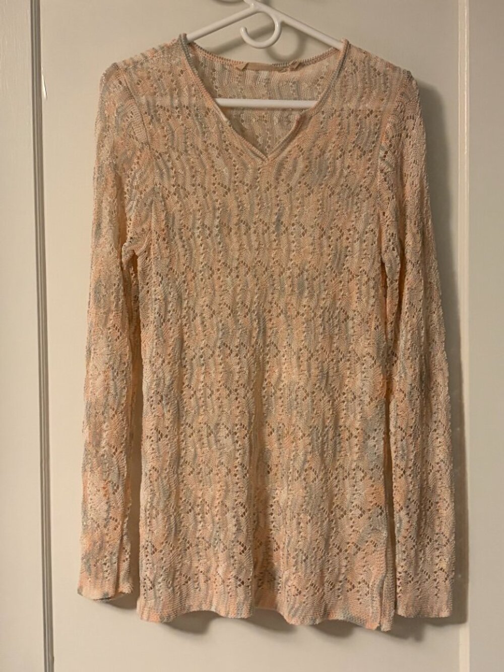 Soft Surroundings lightweight open knit tunic sweater size medium pink pastel
